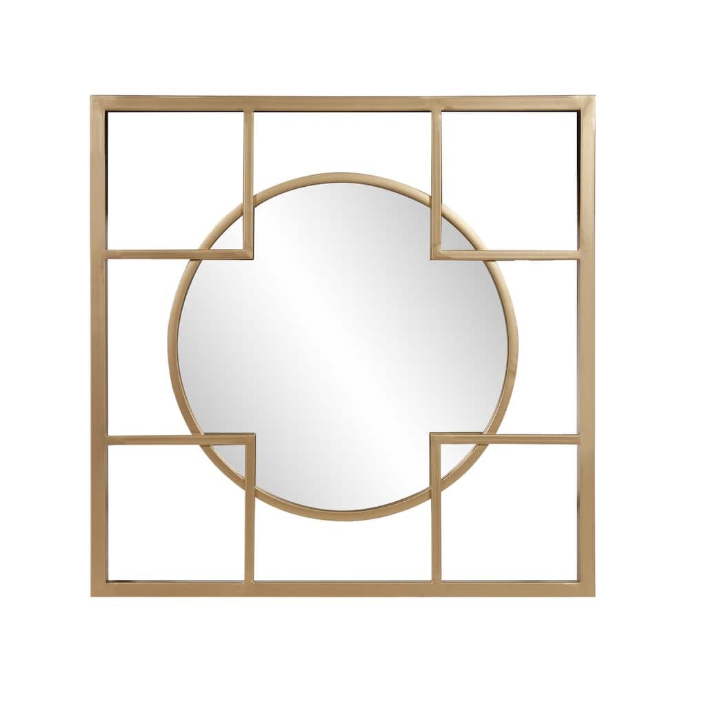 Allan Andrews Metal Framed Circular & Square Gold Wall Mirror - 20"H x 20"W