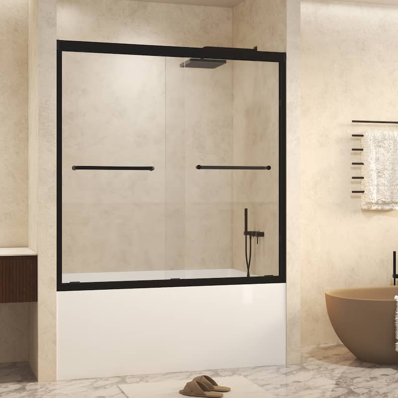 60" W × 60" H Framed Double Sliding Shower Door with Stainless Steel Handle