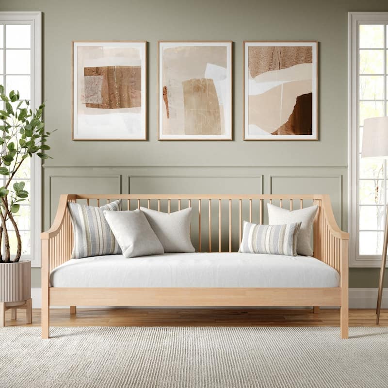 Martha Stewart Solid Wood Platform Daybed with Wooden Spindles - Light Beech