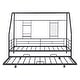 preview thumbnail 3 of 9, Twin Size House Bed with Twin Trundle Bed, All-in-one Grid, Built-in 2 Shelf, Top-shelf for Kids Black Metal House-shape Frame