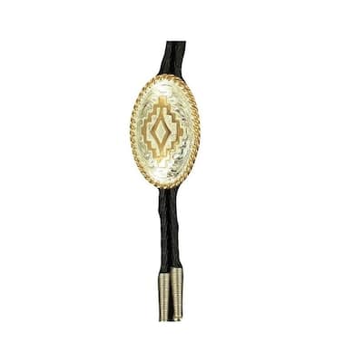 Crumrine Western Bolo Neck Tie Mens Oval Aztec Silver Gold C10853 - One Size