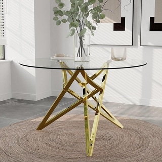 47.2 Inch Clear Tempered Glass Round Dining Table