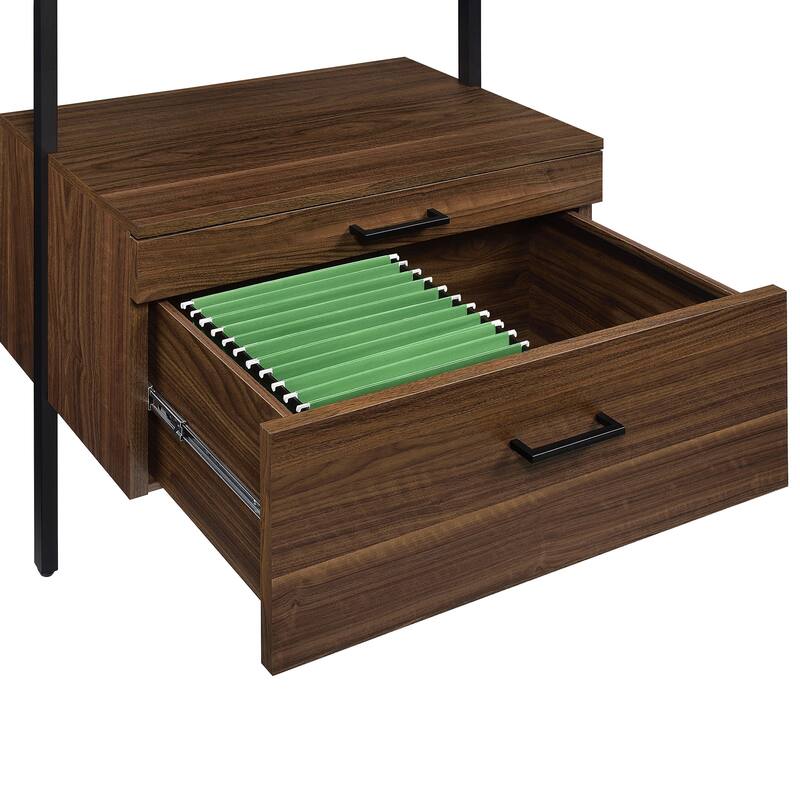 Wendell Walnut 4-shelf Storage Wall Bookshelf