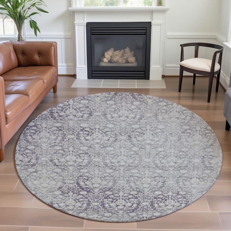 Premium Washable Super Soft Vintage Traditional Mayfield Rug - Plum - 8' x 8'