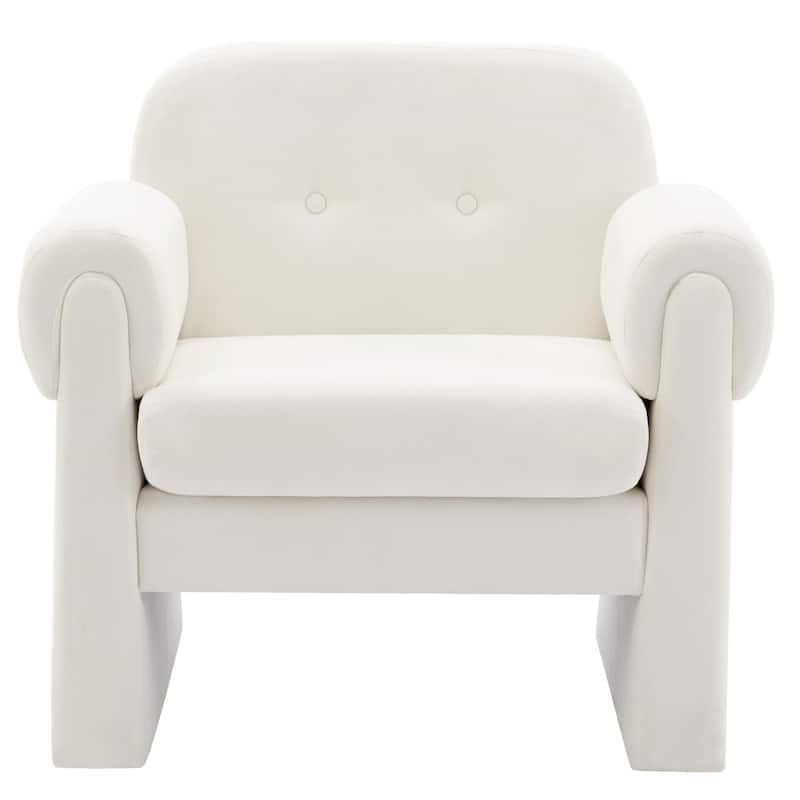 Modern Cloud Velvet Accent Chair with Removable Cushion for Living Room - Off-White