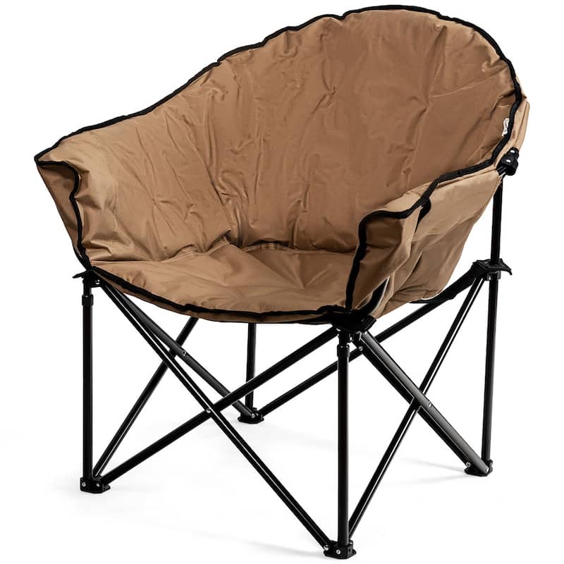 Costway Folding Camping Moon Padded Chair with Carry Bag Cup Holder - 32''x 31.5''x 35.5''
