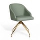 preview thumbnail 1 of 75, Martha Stewart Upholstered Stationary Swivel Home Office Chair Sage Faux Leather/Polished Brass Frame