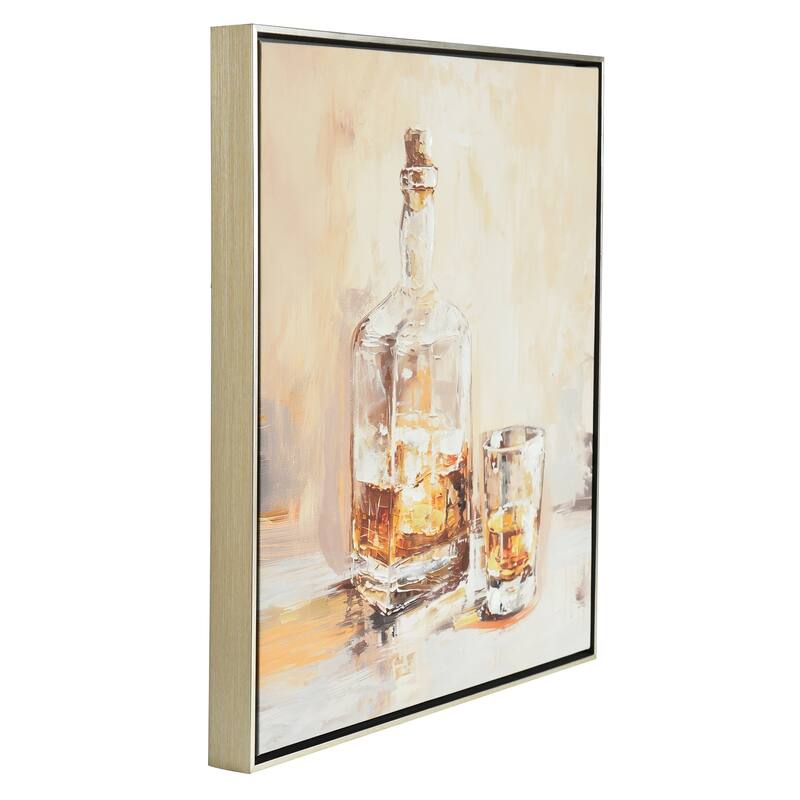 StyleCraft Sisters Emily Cocktail Hour II Hand-Embellished Framed Canvas Wall Art - 25" x 25"
