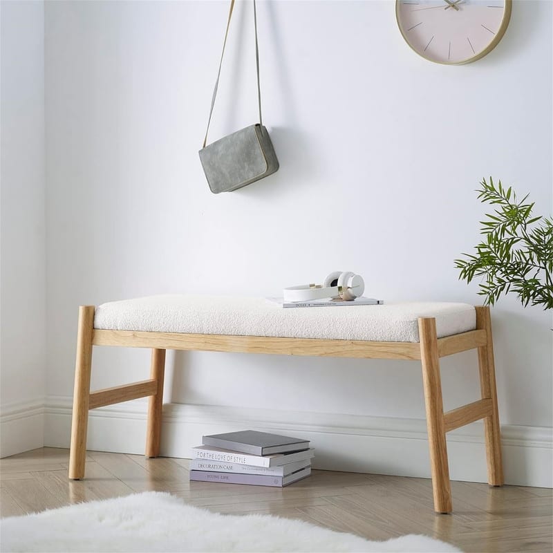 Upholstered Entryway Bench - Beige