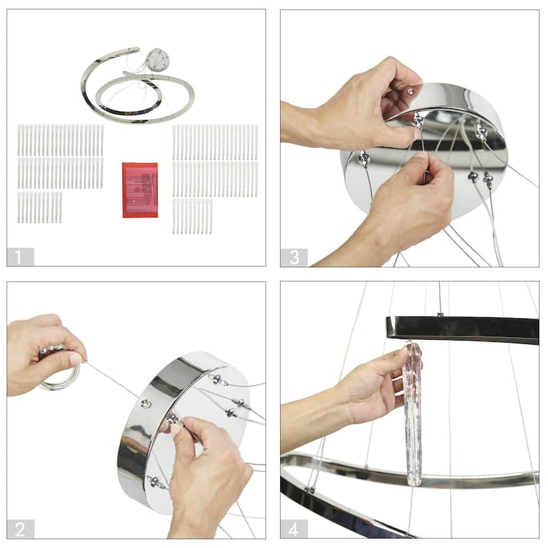 Modern LED 1-Light Luxury Water Curtain Glass Chandelier for Dining Living Room - 31.5" Dia. x 45.5" H