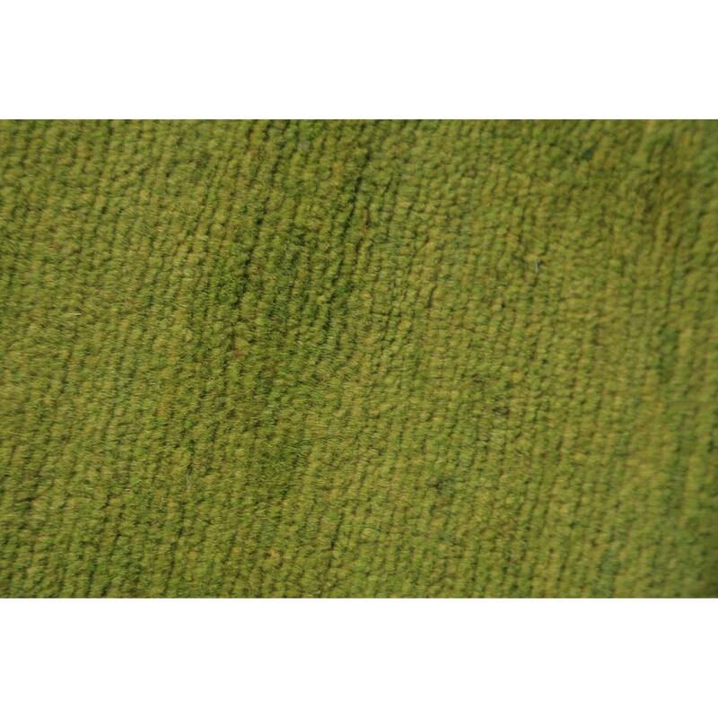 Green Gabbeh Modern Area Rug Hand-Knotted Wool Carpet - 4'9" x 6'4"