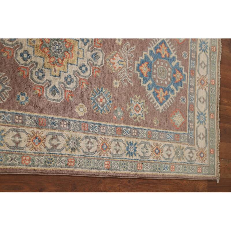 Geometric Kazak Oriental Runner Rug Handmade Wool Carpet - 2'9" x 9'10"