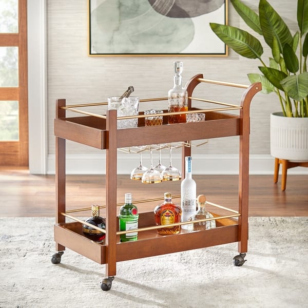 slide 2 of 9, Simple Living Butler Rolling Bar Cart Walnut