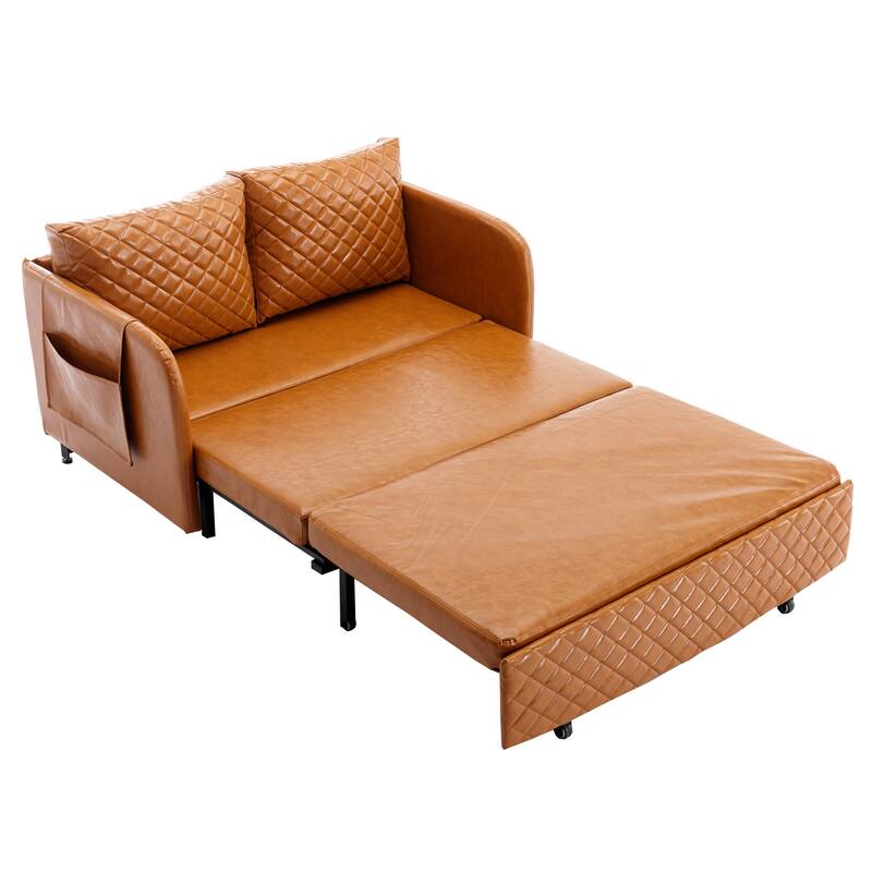 Modern Velvet Loveseat Couch with Pull Out Bed