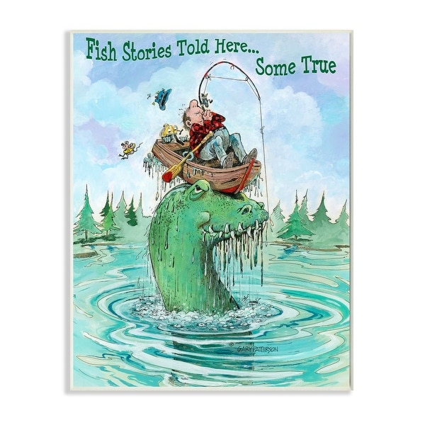 Stupell Industries Stories Told Here Funny Sports Fishing Cartoon Design Wood Wall Art. Opens flyout.