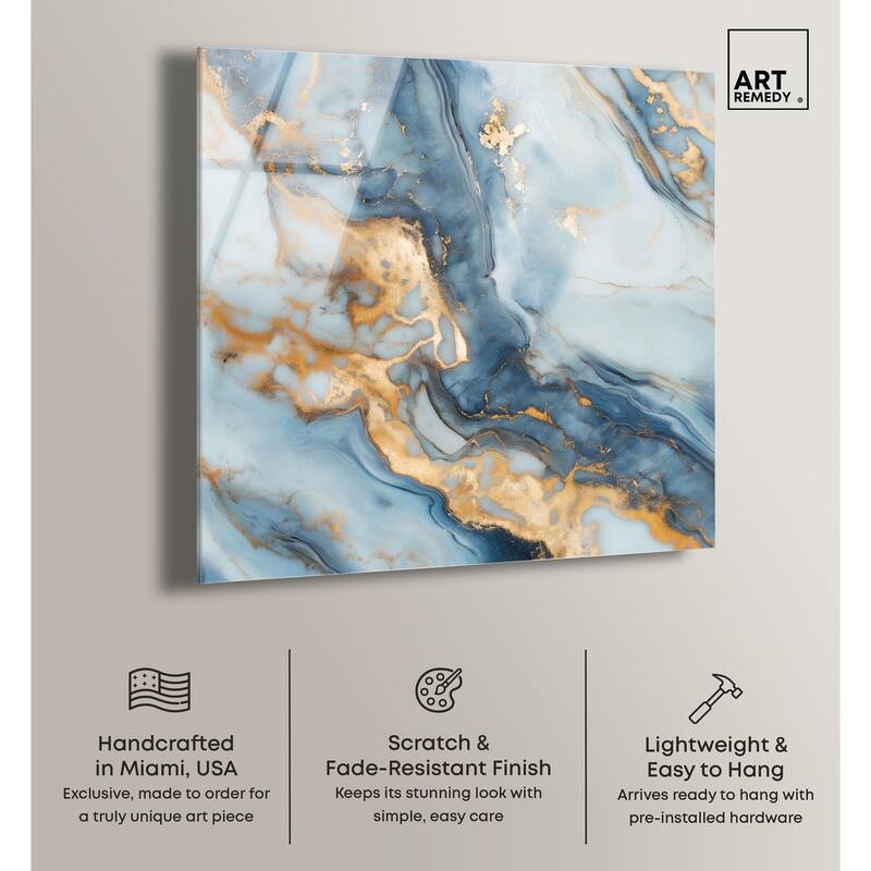 Golden Cloud Marble Acrylic by Art Remedy, Ready to Hang