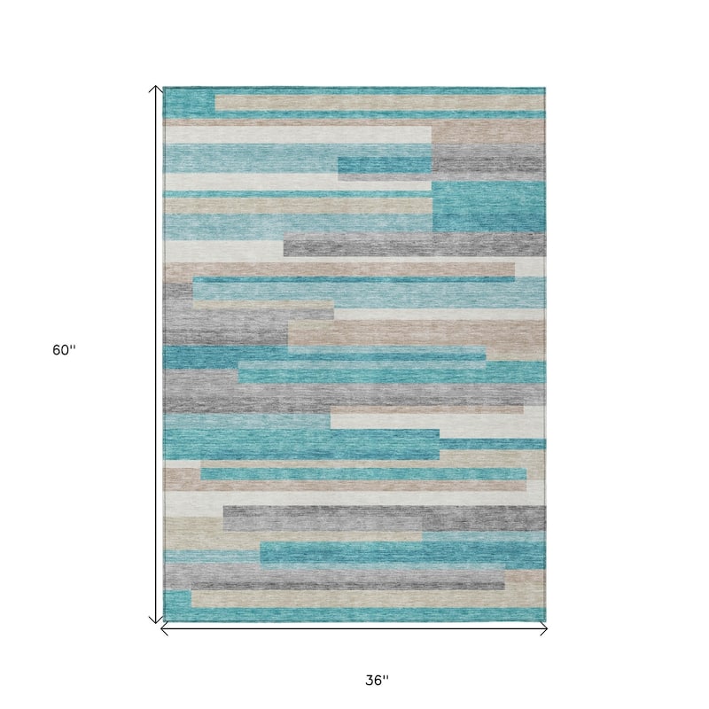 HomeRoots Striped Transitional Rectangle Outdoor Rug