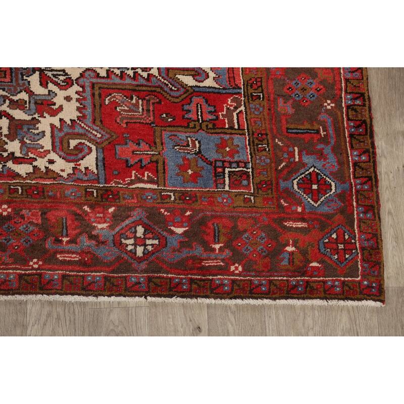 Geometric Heriz Persian Area Rug Wool Handmade Living Room Carpet - 7'8" x 10'8"