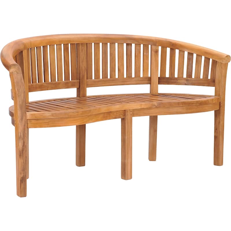 Chic Teak Peanut Outdoor Teak Wood Patio & Garden Double Bench