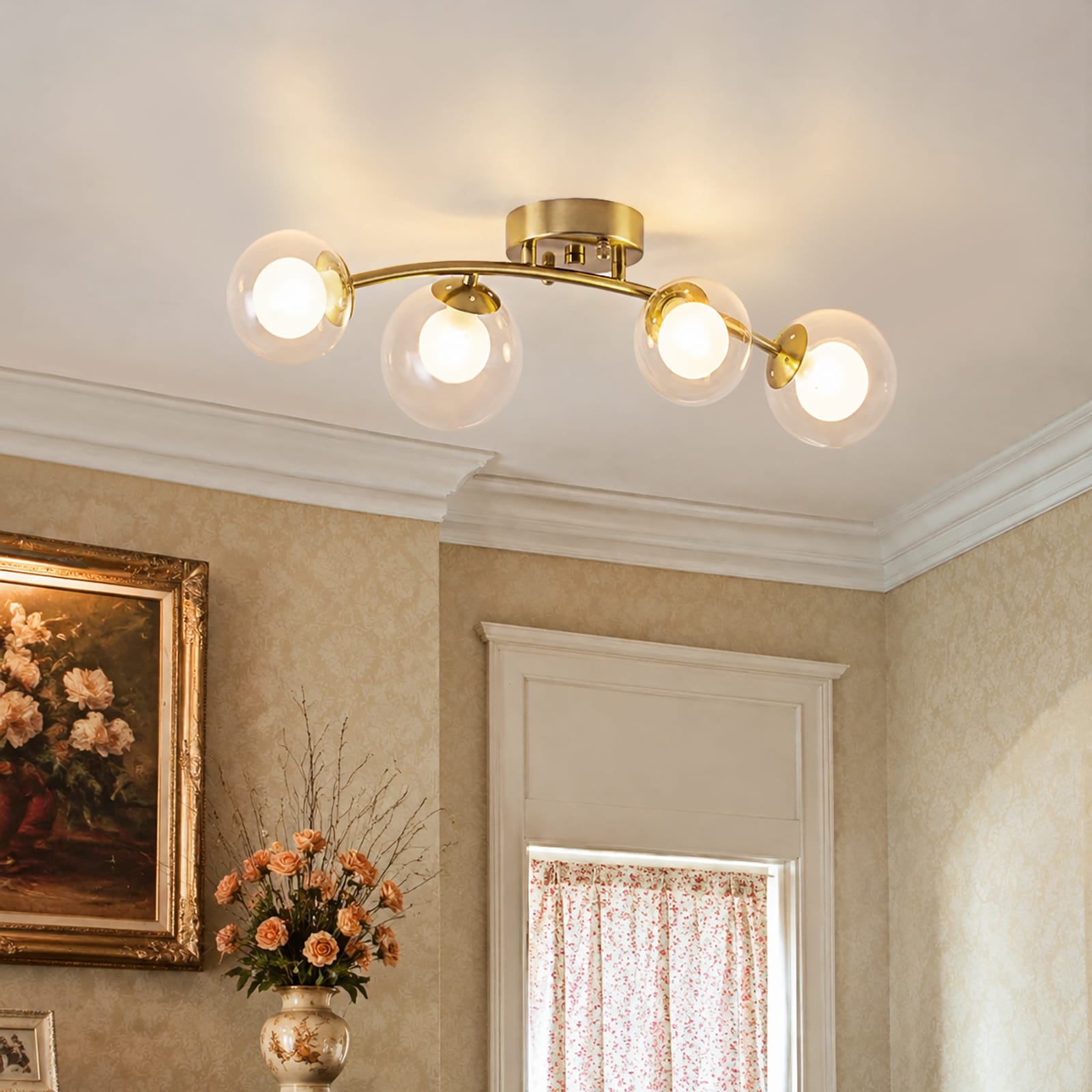 Modern Gold 4-Light Globe Flush Mount Ceiling Light