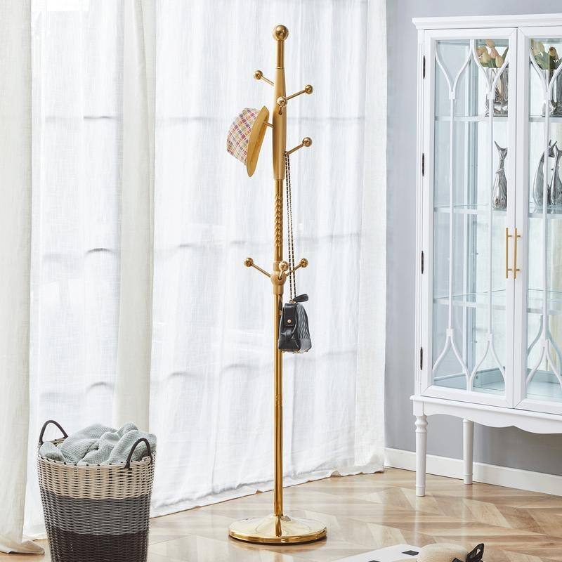 72" Stainless Steel Coat Rack with Solid Wood Brackets, Modern and Detachable