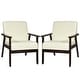 preview thumbnail 50 of 64, Costway Set of 2 Fabric Accent Armchair Solid Wood Upholstered Lounge - See Details Beige