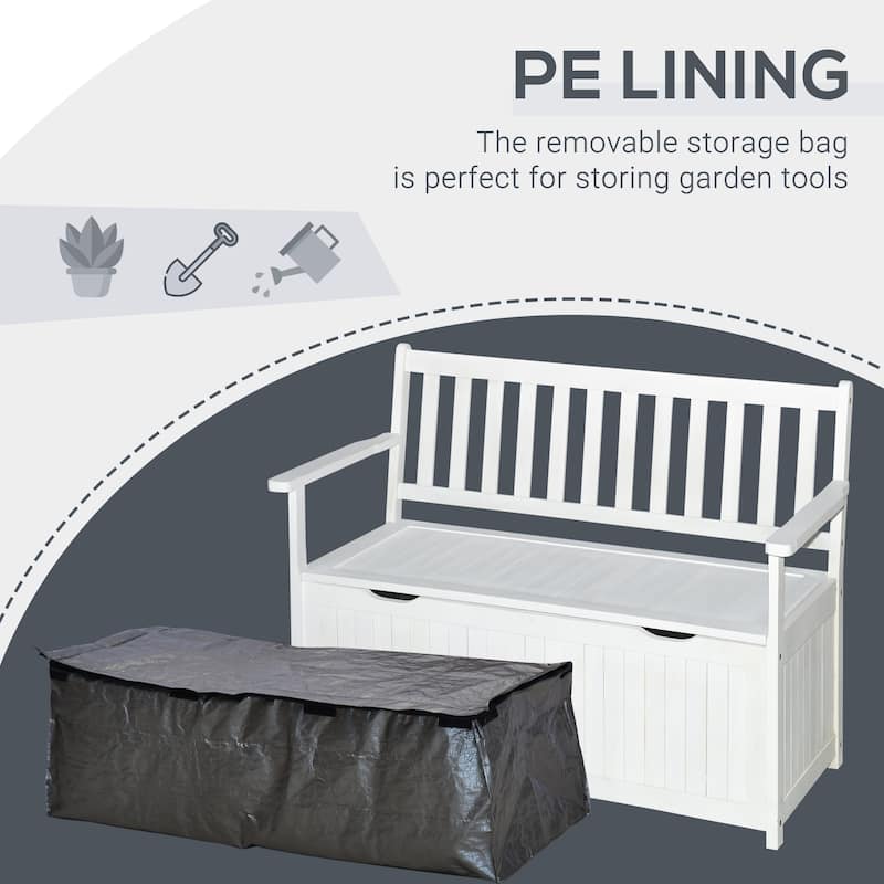 Acacia Wood PE Outdoor Storage Bench Garden Seat 485lbs Capacity - 47.25" L x 23.5" W x 34.25" H
