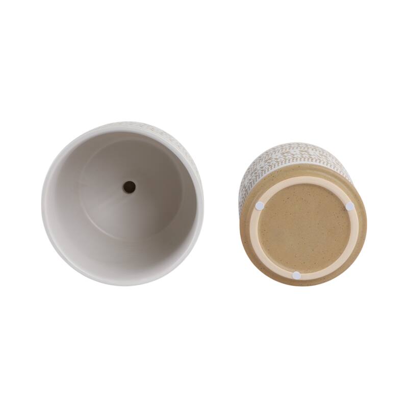 Ceramic Circular Saucer Planters Set of 2 - 6/8 in.