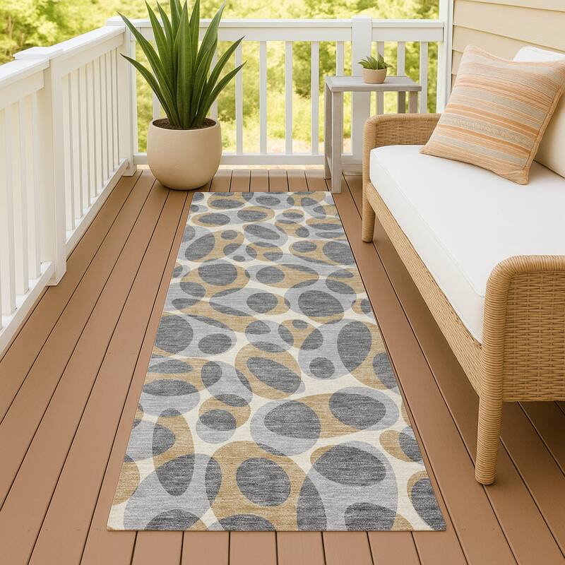 Machine Washable Indoor/ Outdoor Contemporary Saline Chantille Rug - Gray - 2'3" x 7'6"