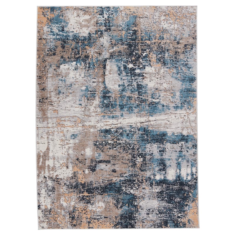 Casiane Abstract Area Rug - 2'6" x 8' - Gold/Blue - Rectangle