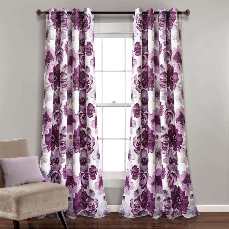 Lush Decor Leah Room Darkening Curtain Panel Pair - 52"W x 95"L - Purple