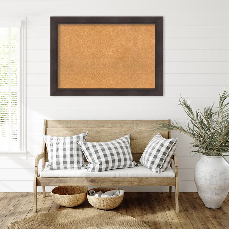 Sloped Espresso Framed Cork Board - Bulletin Board, Organization Board, Pin Board