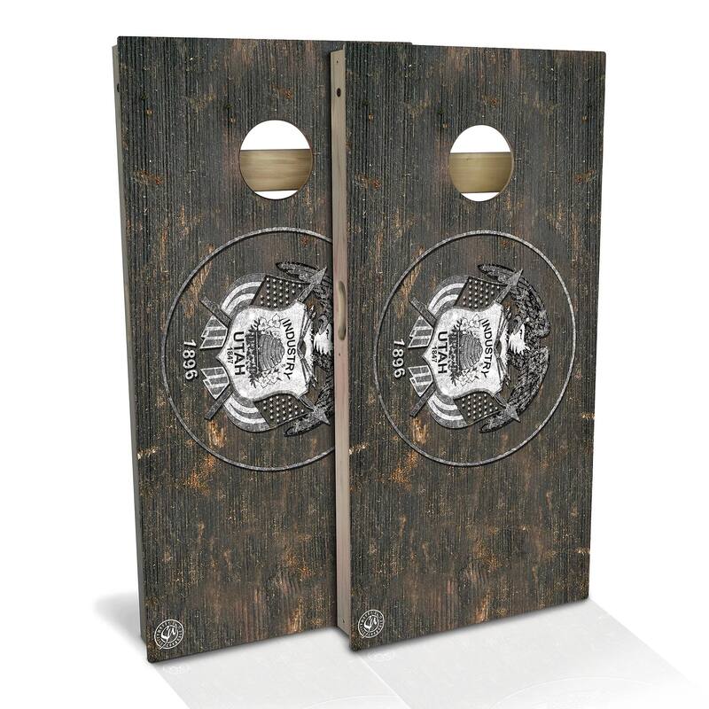 Utah Flag Rustic Outdoor Cornhole Board Set - Backyard 2x4 - NO Accessories