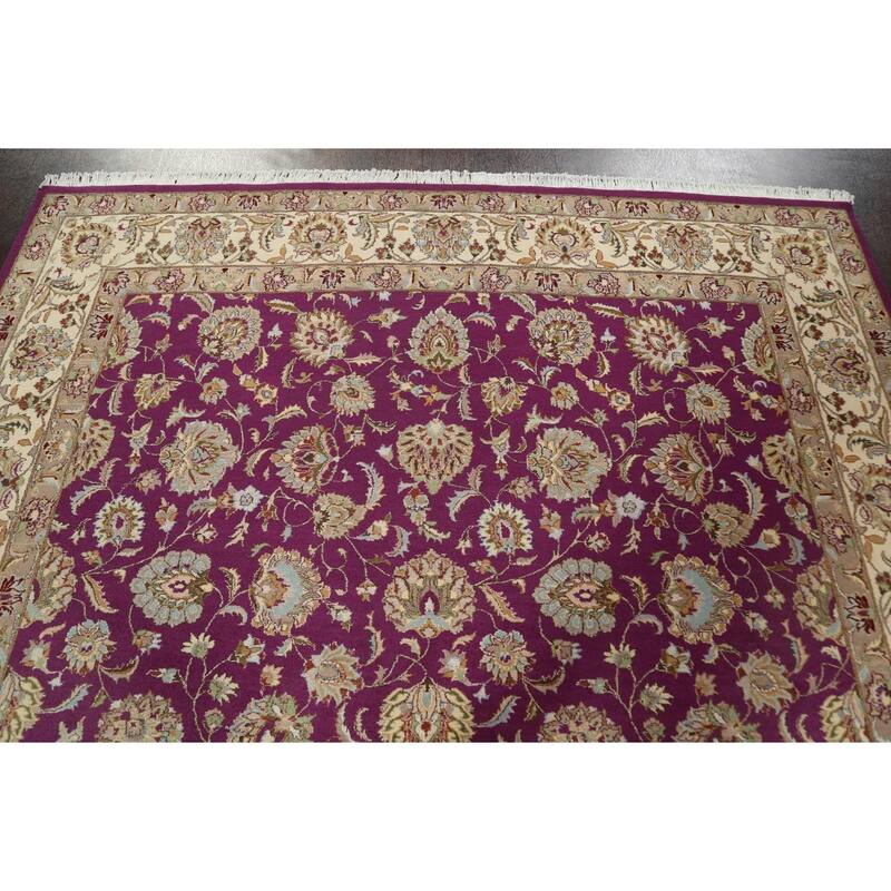 Wool/ Silk Vegetable Dye Floral Oriental Tabriz Area Rug Hand-knotted - 8'1" x 10'4"