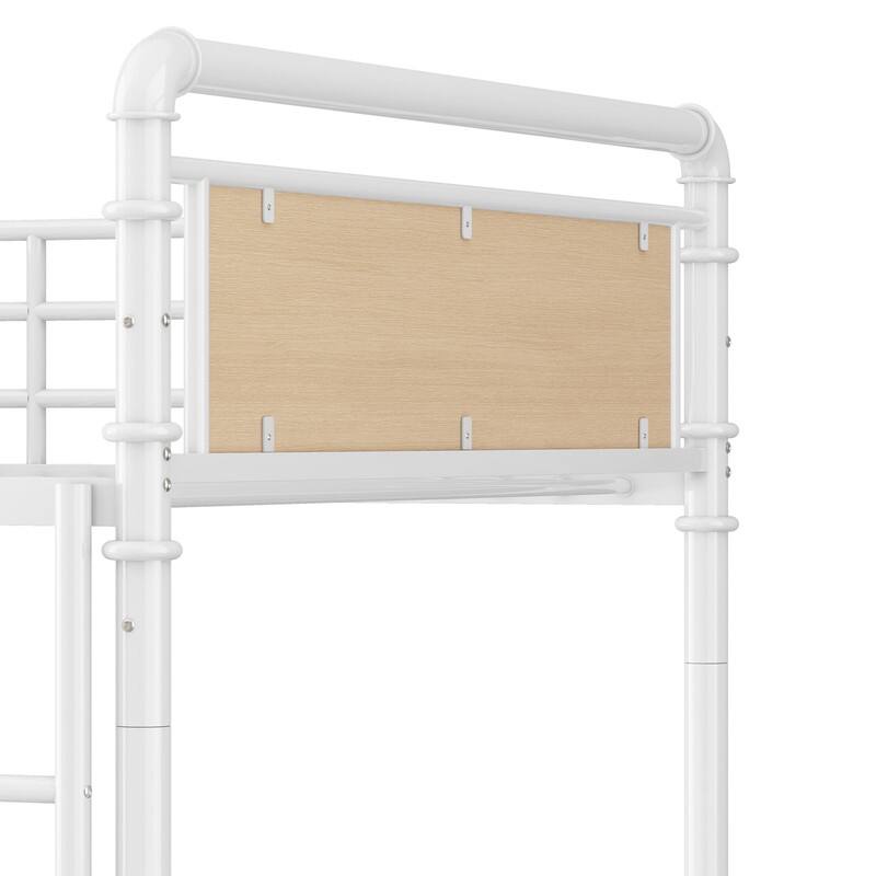 Twin XL Over Twin XL Bunk Beds , Industrial Heavy-Duty 2 in 1 Twin XL Bunk Bed with Ladder and Slats Support, High Guard Rail