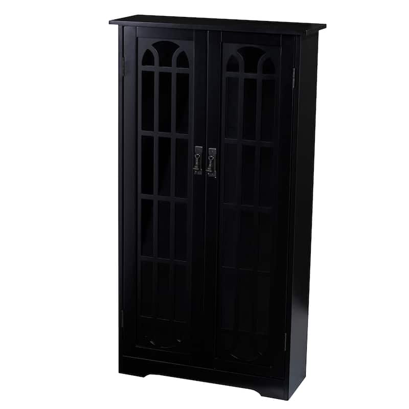 SEI Furniture Cherry Window Pane Media Cabinet