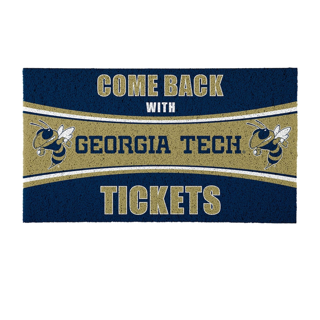 Georgia Tech 28 in. x 16 in. PVC "Come Back With Tickets" Trapper Door Mat