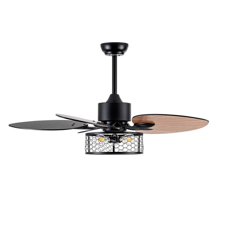 42"Ceiling Fan, Indoor Ceiling Fan With Light with Remote Control, Noiseless Reversible Motor, 6 Speed