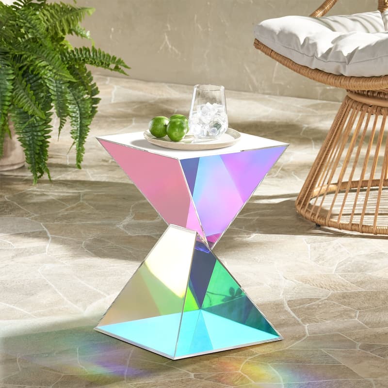 Modern Acrylic Accent End Table, Outdoor Side Tables - 18.11"H x 12.6"W x 12.6"L