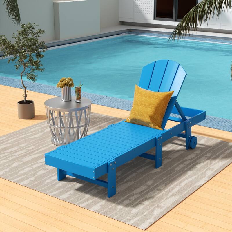 Laguna Hdpe All Weather Outdoor Patio Pool Reclining Armless Chaise Lounge With Wheels