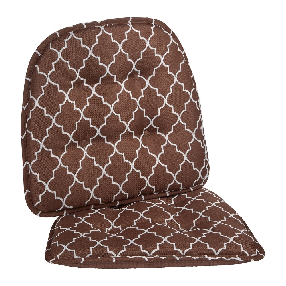 Klear Vu Trellis Tufted Non-Slip Geometric Dining Chair Cushion Set