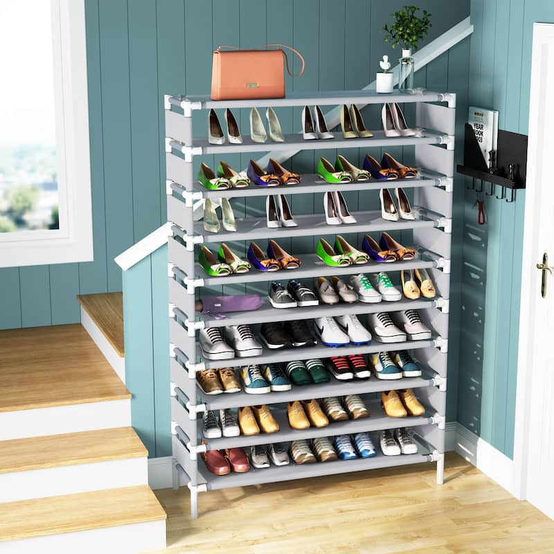10 Tiers Shoe Rack, Large Capacity Shoe Organizer, Shoe Shelf for 50 Pair - 10-tier