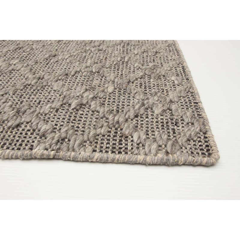 ECARPETGALLERY Braid weave Sienna Grey Wool Rug - 5'3 x 7'7