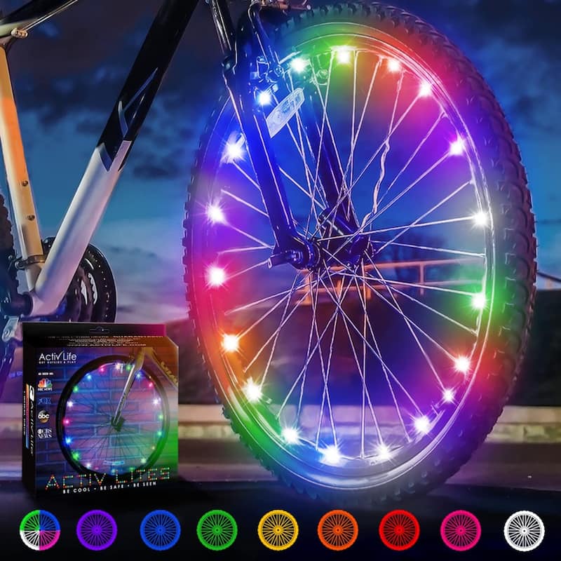Activ Life LED Bike Wheel Lights (1 Tire, Multicolor), Brighter & Visible for Safety & Style, Batteries Included