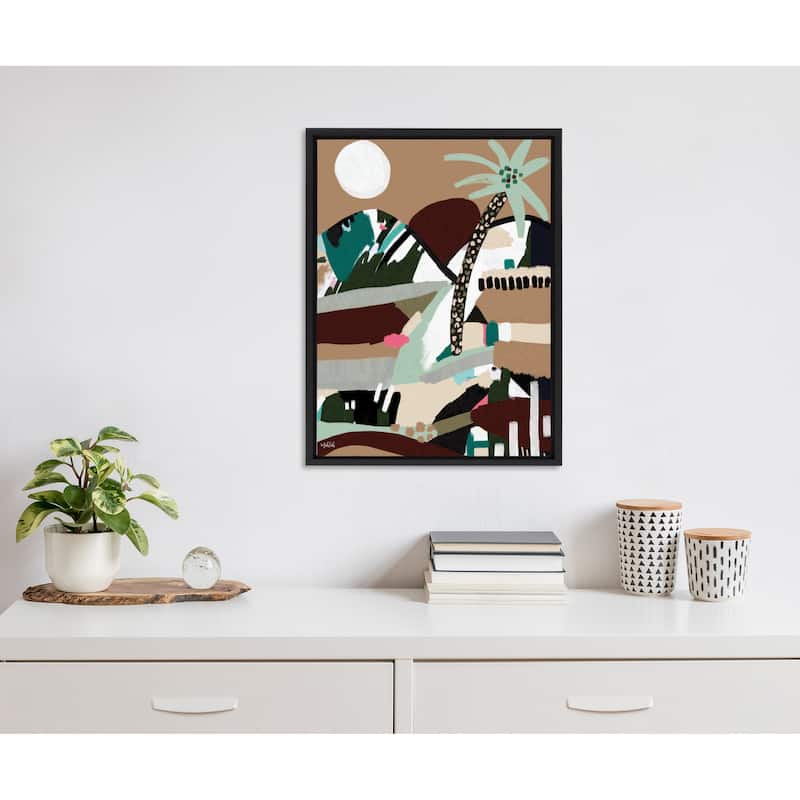 Kate and Laurel Sylvie Warm Offbeat Framed Canvas by Inkheart Designs