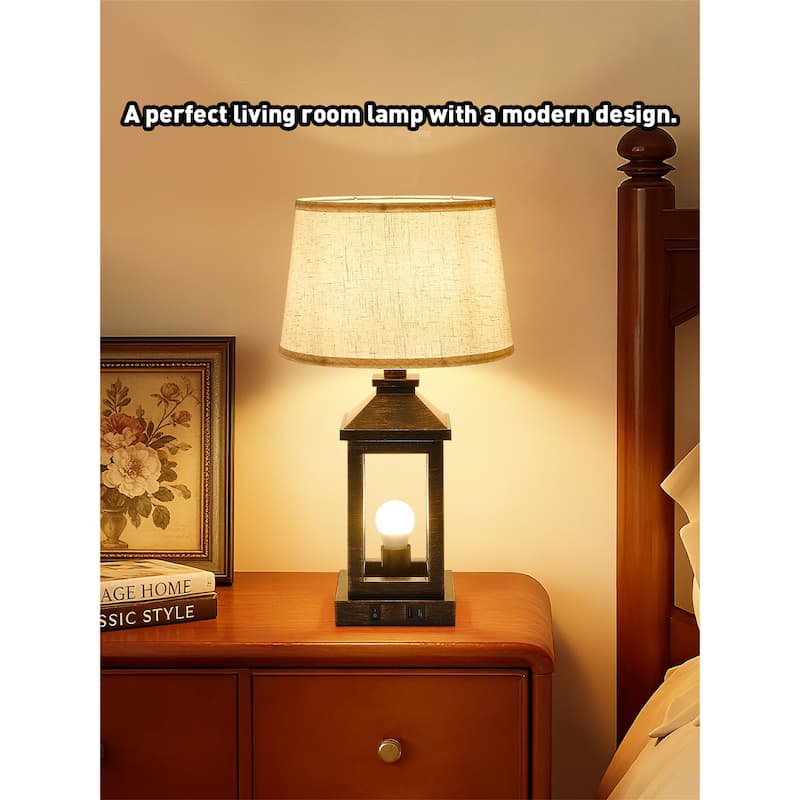 20.5" Vintage Table Lamp Set of 2 (Including Light Bulbs)