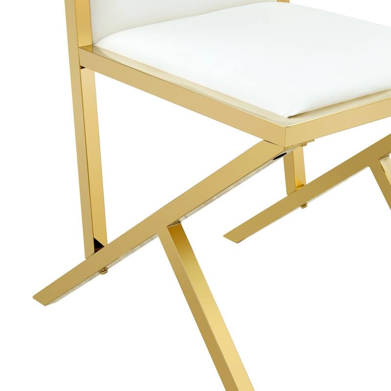 17.3" Black PU Dining Chairs with Gold Metal Legs, Set of 4