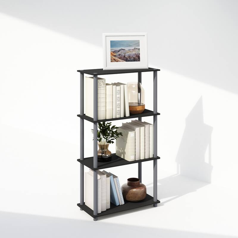 43.25 in. Tall Black/Gray Wood 4-Shelf Bookcase