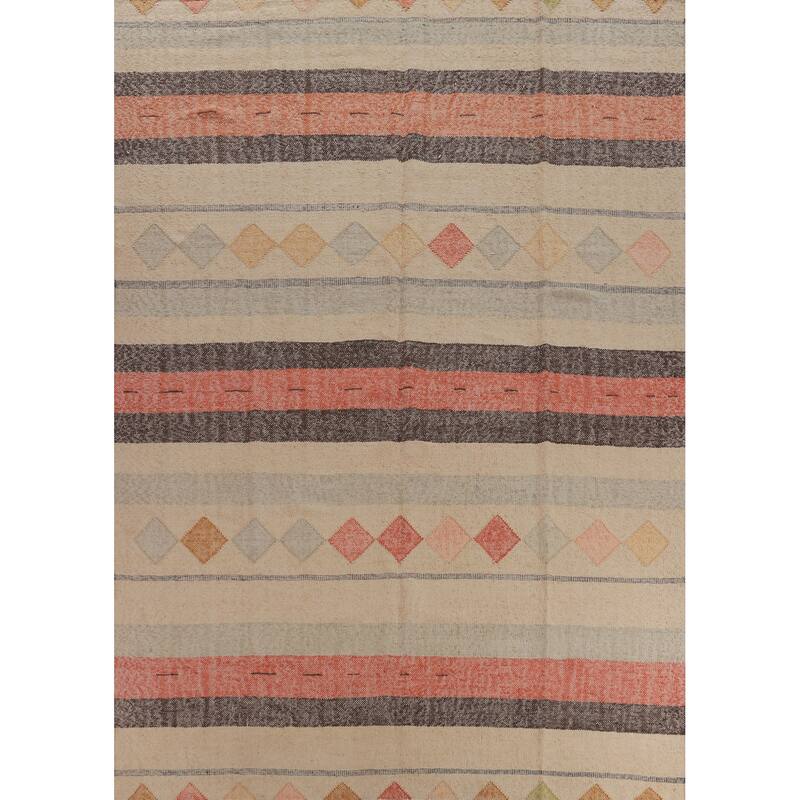 Hand Woven Oriental 100% Jute Carpet Southwestern Modern Beige & Ivories Kilim Area Rug - 11' 7'' X 9' 5''