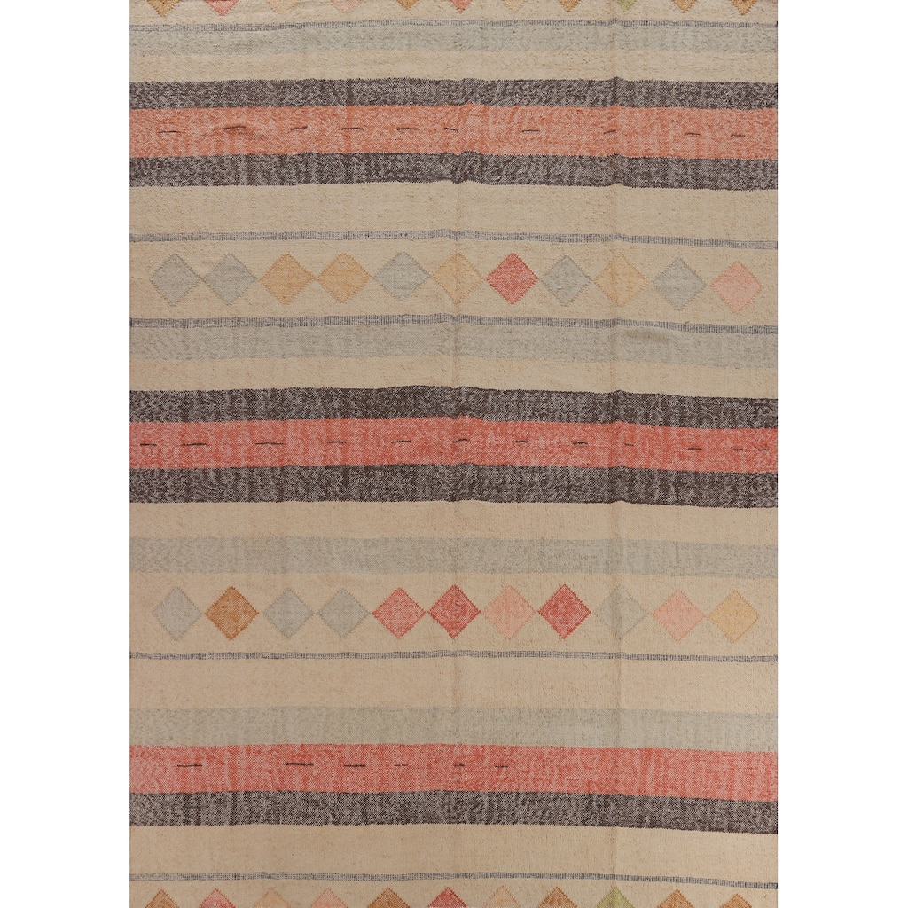 Hand Woven Oriental 100% Jute Carpet Southwestern Modern Beige & Ivories Kilim Area Rug - 11' 7'' X 9' 5''